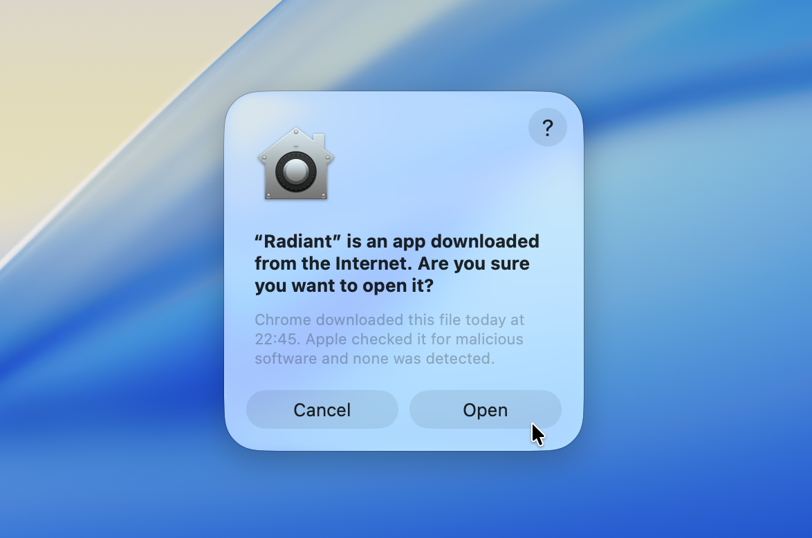 macOS security confirmation dialog