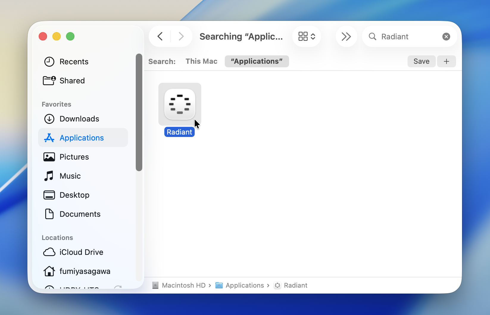 Radiant in the Applications folder