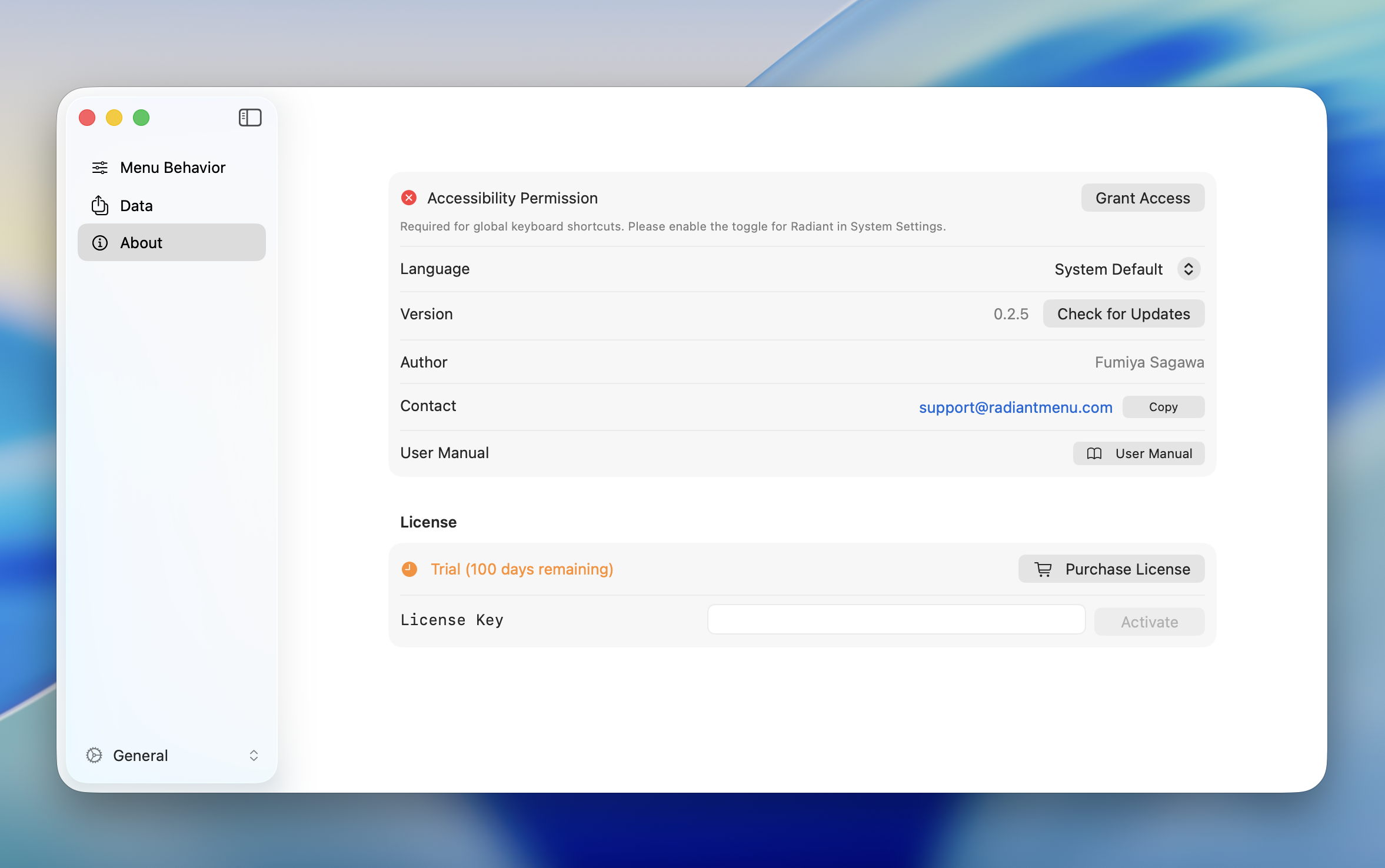 Accessibility permission not granted