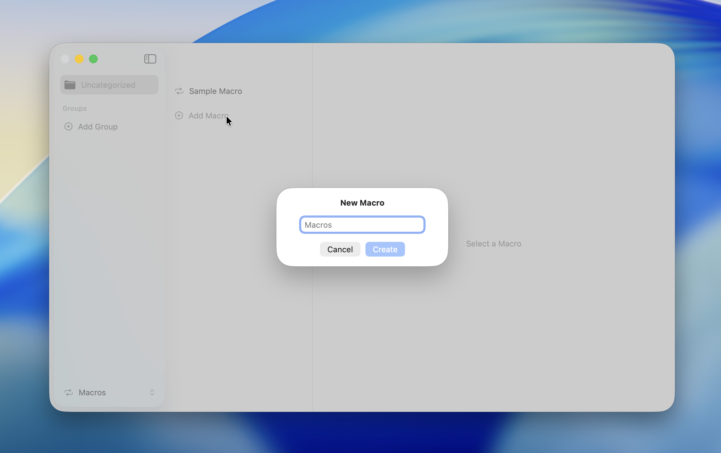 Creating a new macro